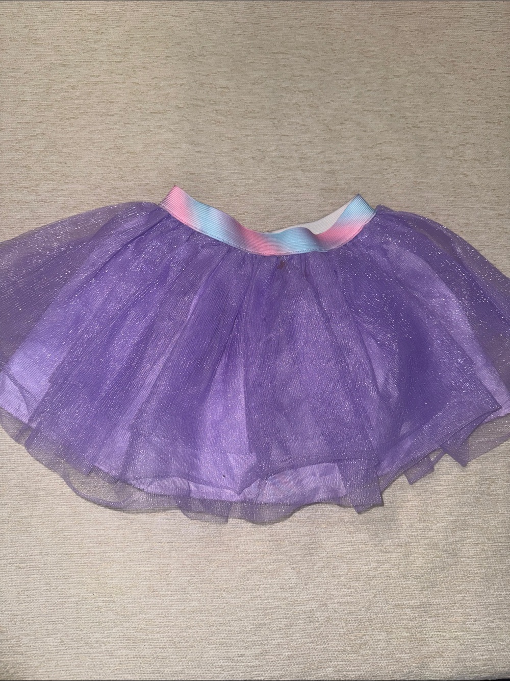 Purple Glitter Tulle Skirt with Pastel Elastic Waist